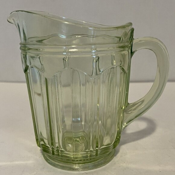 Vintage Green Depression Uranium Glass 16 oz. Pitcher,  Excellent Shape. - Picture 8 of 8